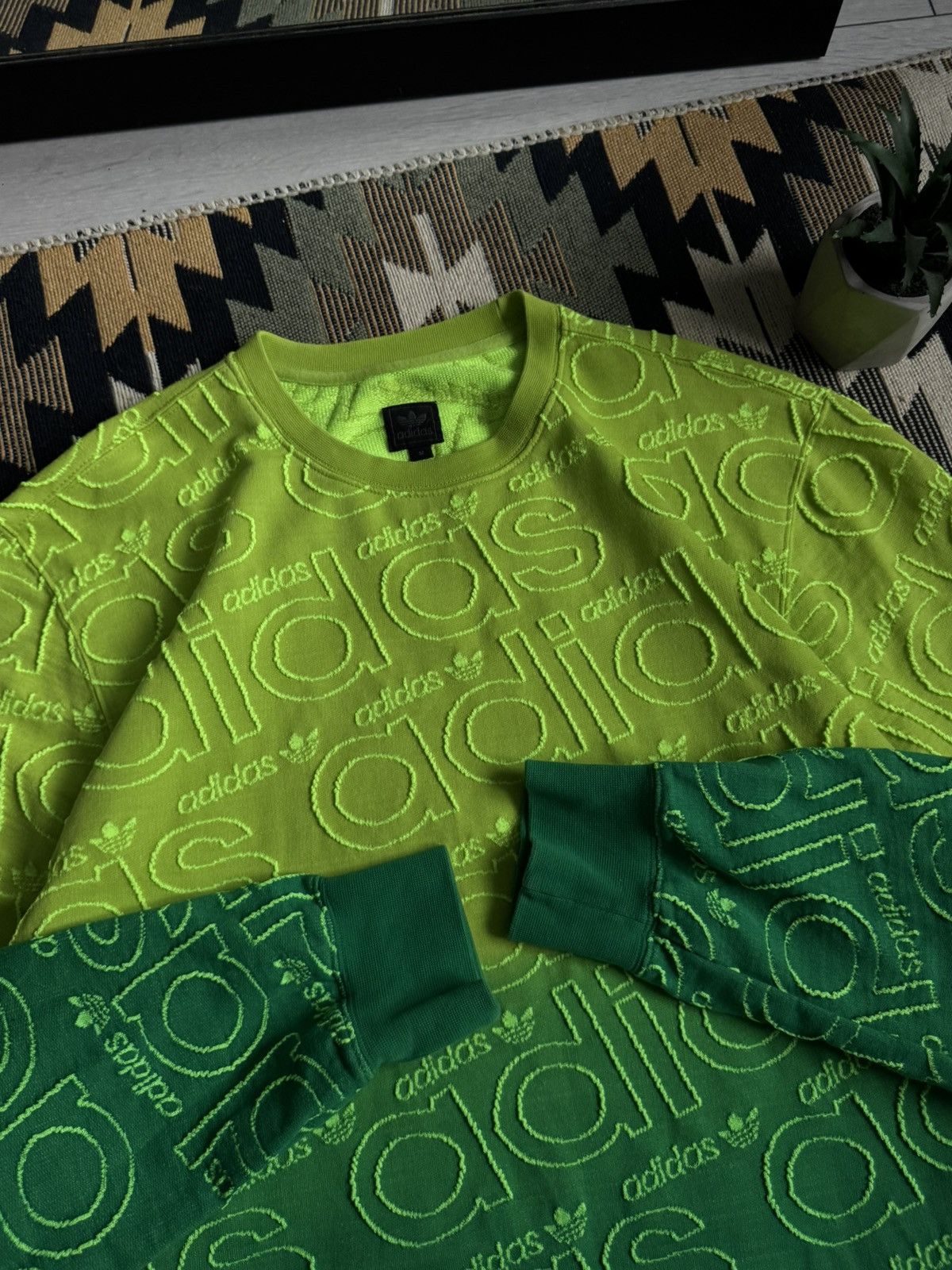 Adidas Vintage Adidas Originals Rasta Monogram Sweater Size US M / EU 48-50 / 2 - 6 Thumbnail