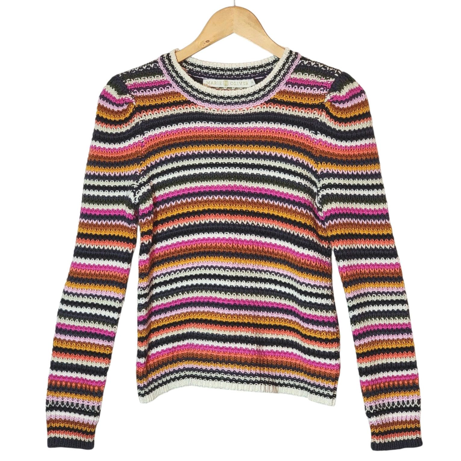 Marie Oliver Rainbow Stripe Knit Pullover Sweater XS