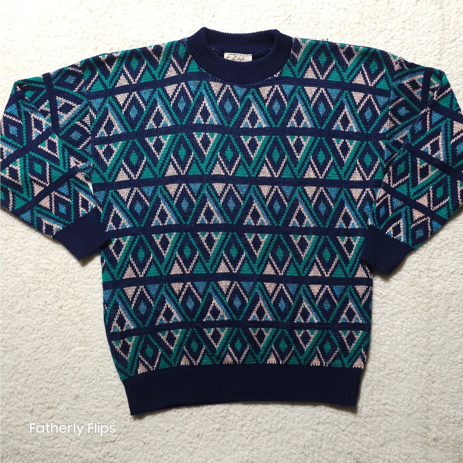 Other VTG 90s Geometric Abstract Knit Sweater Blue Green L coogi Size US L / EU 52-54 / 3 - 1 Thumbnail