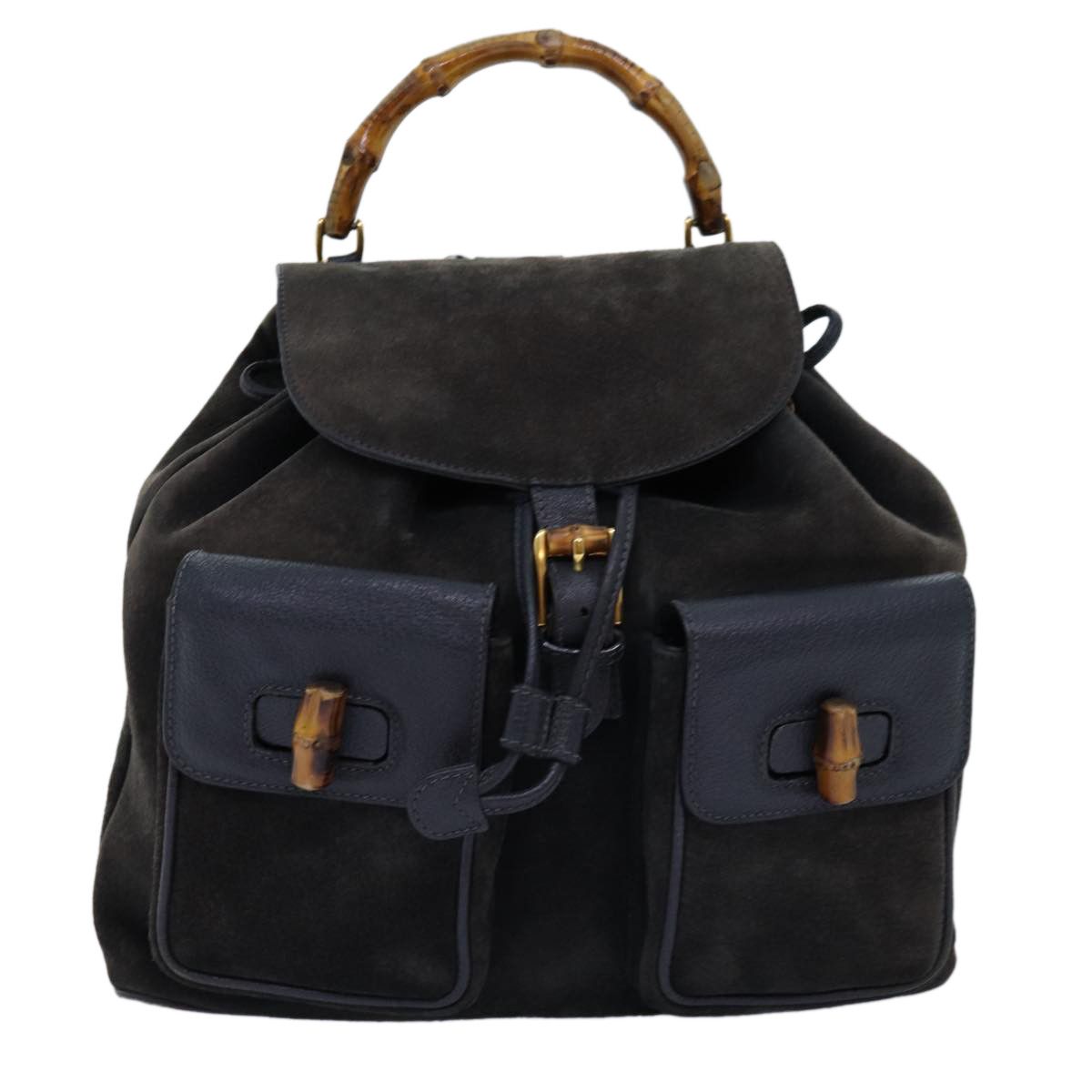 Gucci Bamboo Black Suede Backpack Bag (Pre-Owned) Size ONE SIZE - 1 Thumbnail
