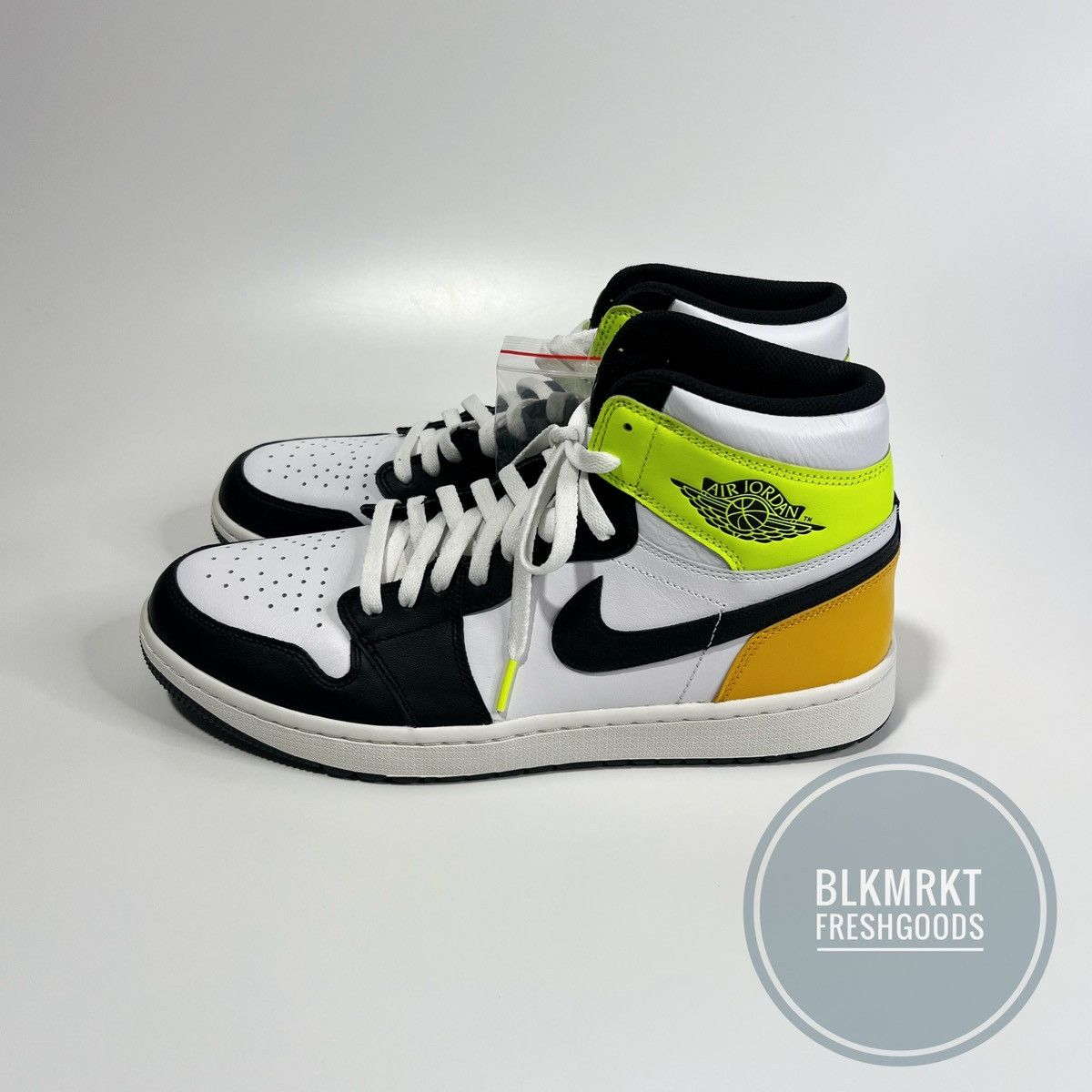 Jordan Brand Nike Air Jordan 1 High Golf Shoe White Black Volt Gold Size US 13 / EU 46 - 1 Thumbnail
