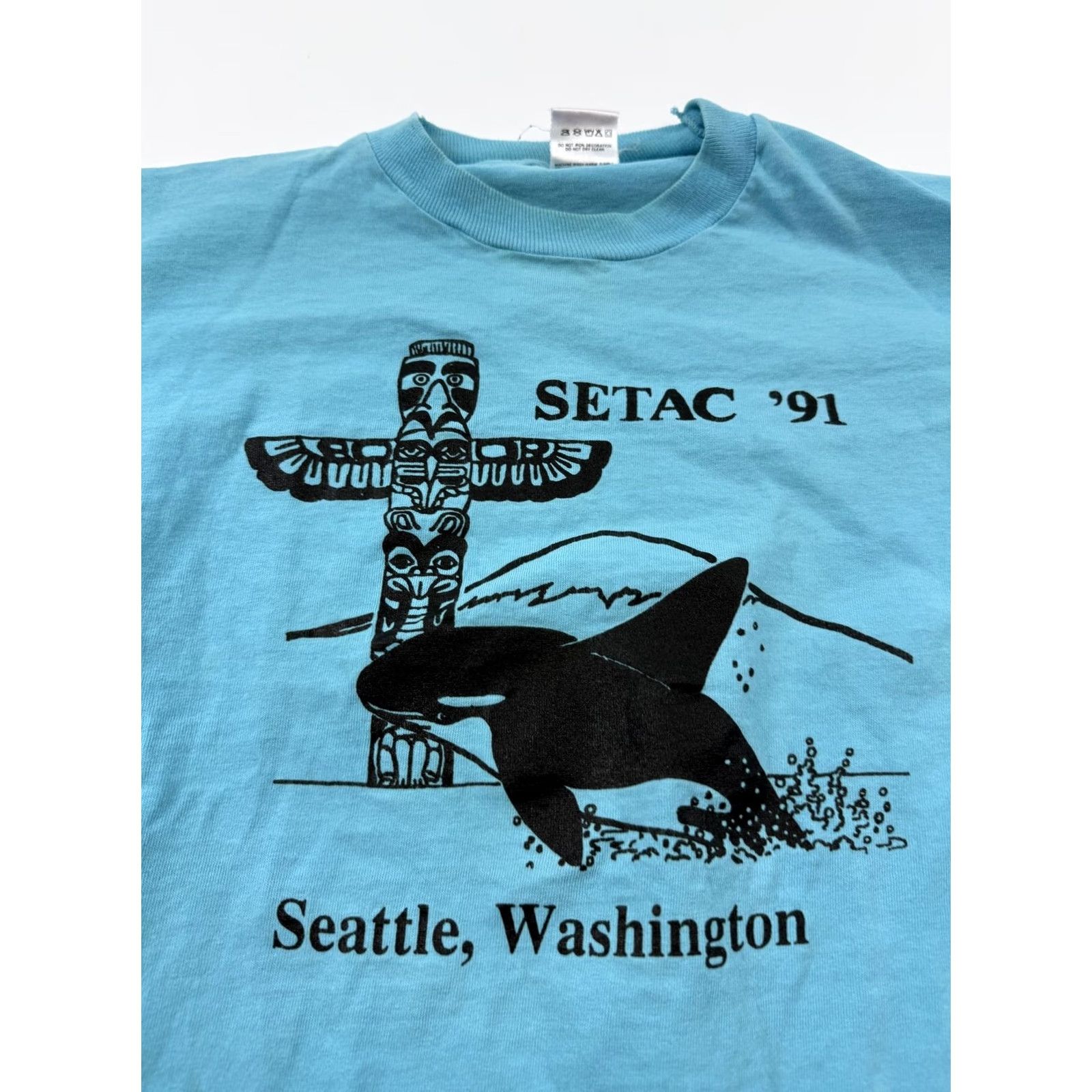 Fruit Of The Loom VINTAGE Fruit of the Loom Shirt Mens XL Blue SETAC 1991 Seattle Washington Orca Size US XL / EU 56 / 4 - 5 Thumbnail