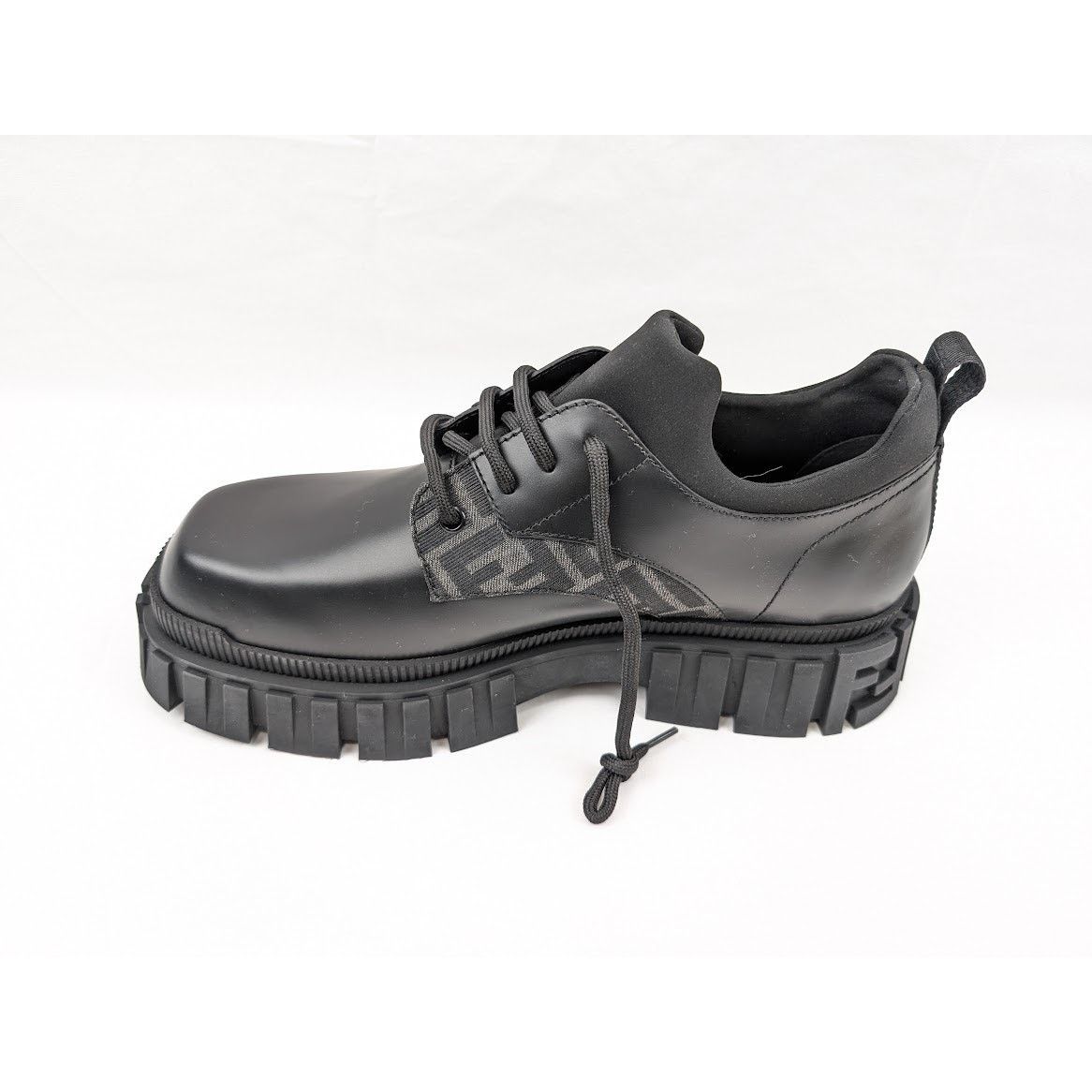 Fendi o1rshd1 Men's Lace Up Fabric Calf Leather Boots Shoe in Nero Size US 11 / EU 44 - 9 Thumbnail