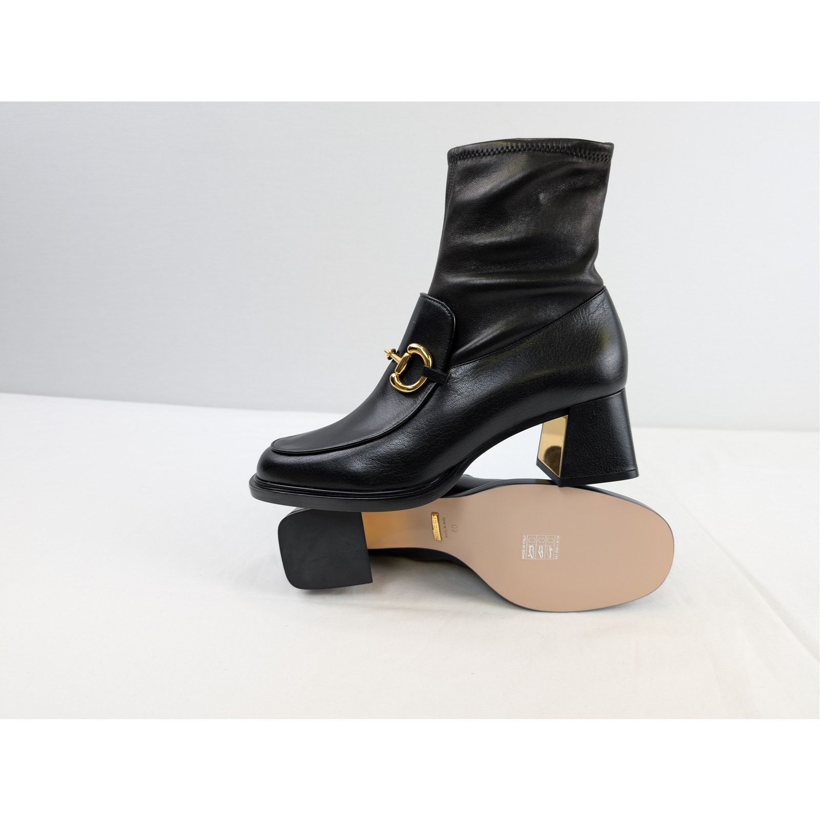Gucci o1rshd1 Horsebit Leather ankle boot in Black-Gold Toned Size US 10 / IT 40 - 17 Thumbnail