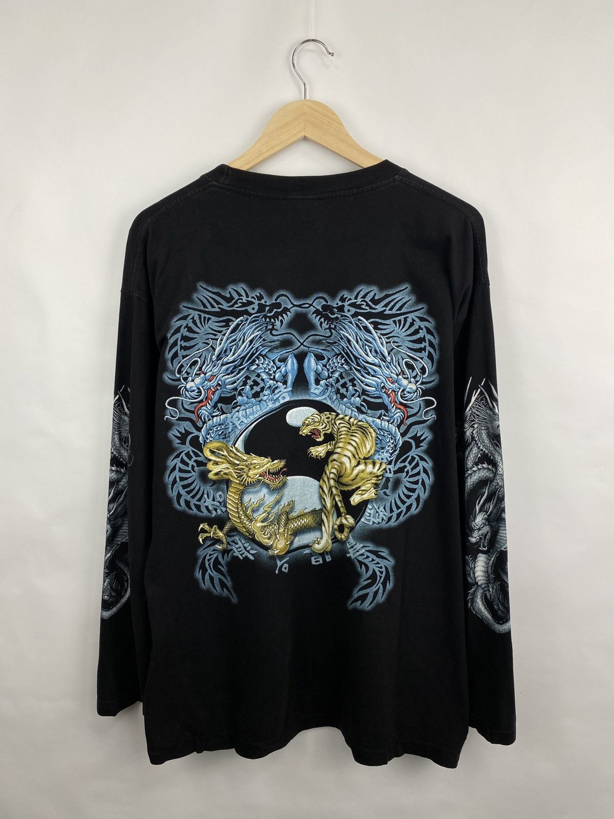 Japanese Brand 🇯🇵☯️ Vintage 90s Yin Yang Japan Tiger Dragon Long Sleeve Size US XL / EU 56 / 4 - 10 Thumbnail