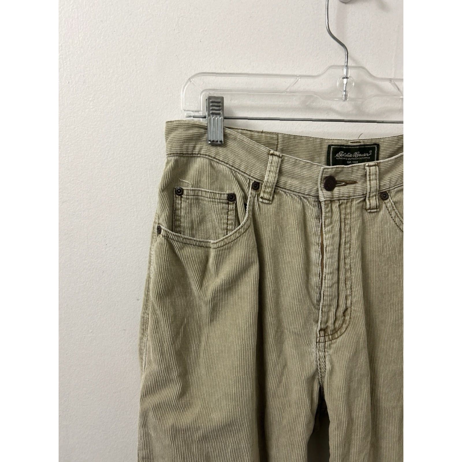 Eddie Bauer VINTAGE Eddie Bauer Pants Mens 30x28 Corduroy Tan Straight Leg 100% Cotton YKK Button Zip Front 5-Pocket Design Leather Patch Size US 30 / EU 46 - 4 Thumbnail