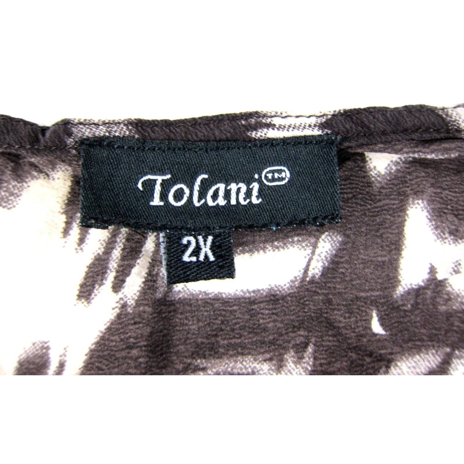 IOLANI Tolani 100% Silk Blouse Tunic V-Neck Peasant Lace 2X Brown Ivory Blue Black Shirt Womens Size XXL / US 16-18 / IT 52-54 - 3 Thumbnail