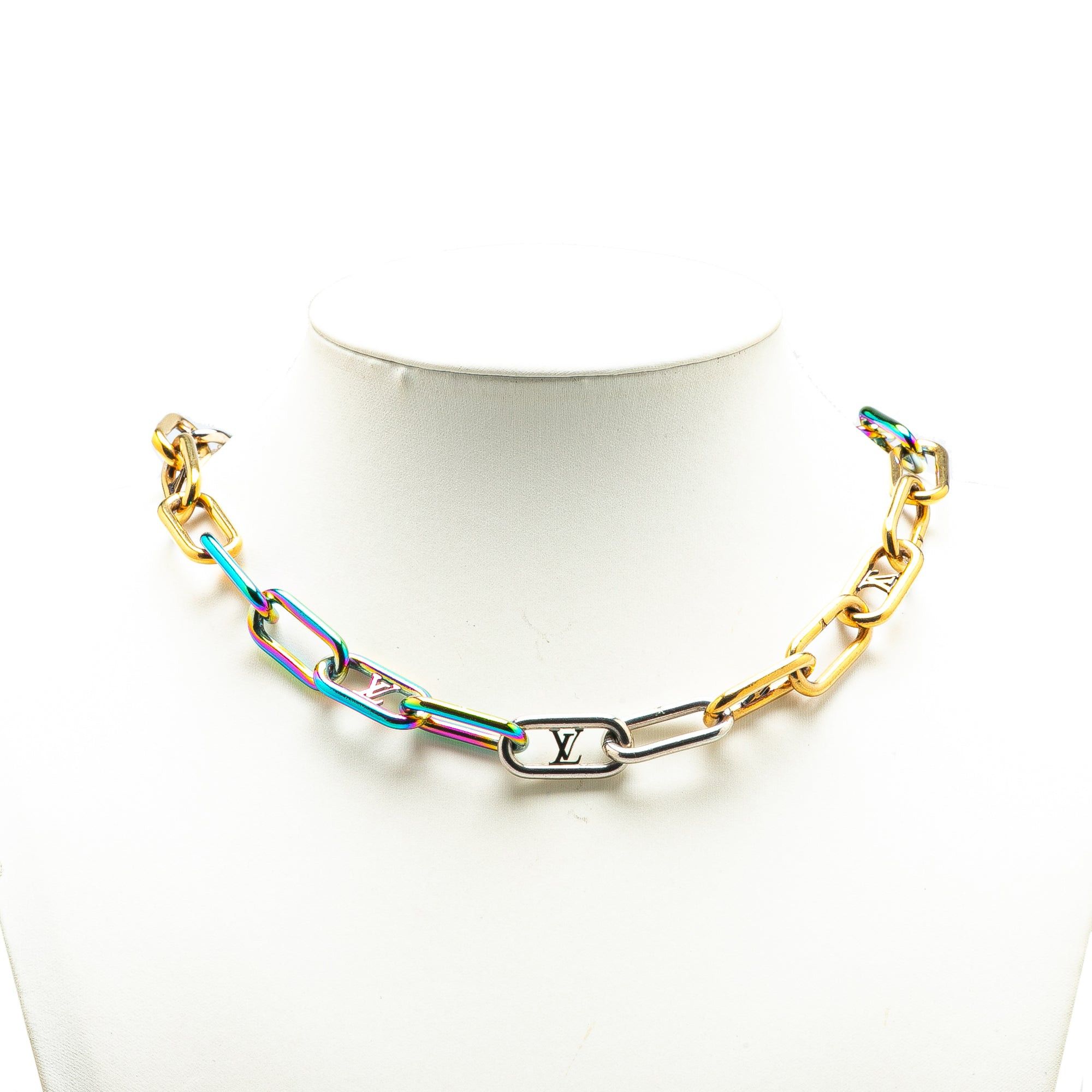 Louis Vuitton Louis Vuitton Monogram Multicolor Collier Signature Chain Necklace Gold Size ONE SIZE - 1 Thumbnail