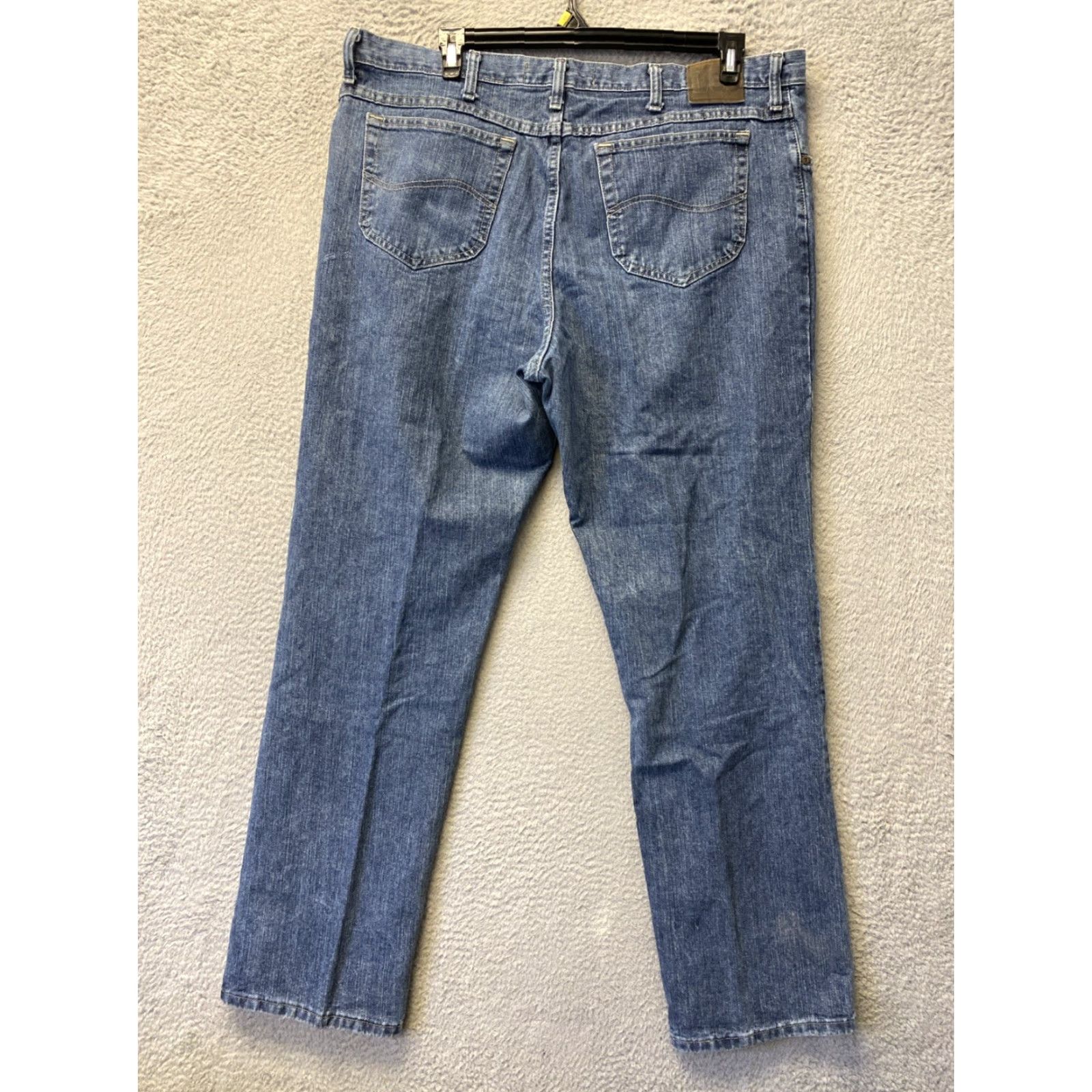 Lee Lee Mens Jeans 42x34 Blue Relax Fit Straight Leg Denim 5-Pocket Zipper Button Cotton Lee Logo Regular Inseam 34" Size US 42 / EU 58 - 5 Thumbnail