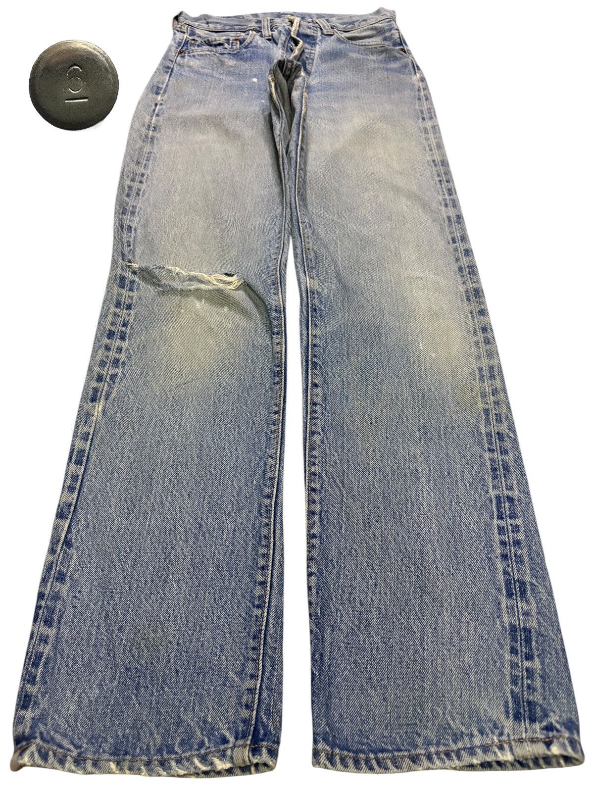Levi's Vintage 70s Levis 501 Big E Selvedge Distress Jeans Button 6 Size US 26 / EU 42 - 2 Thumbnail