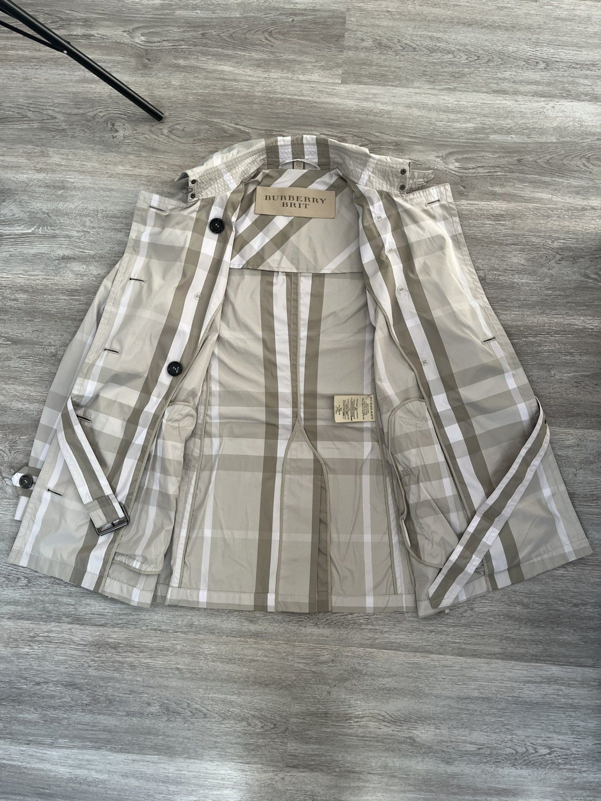 Burberry × Designer Burberry Brit Check Neck Light Trench Coat Jacket Size M / US 6-8 / IT 42-44 - 5 Thumbnail