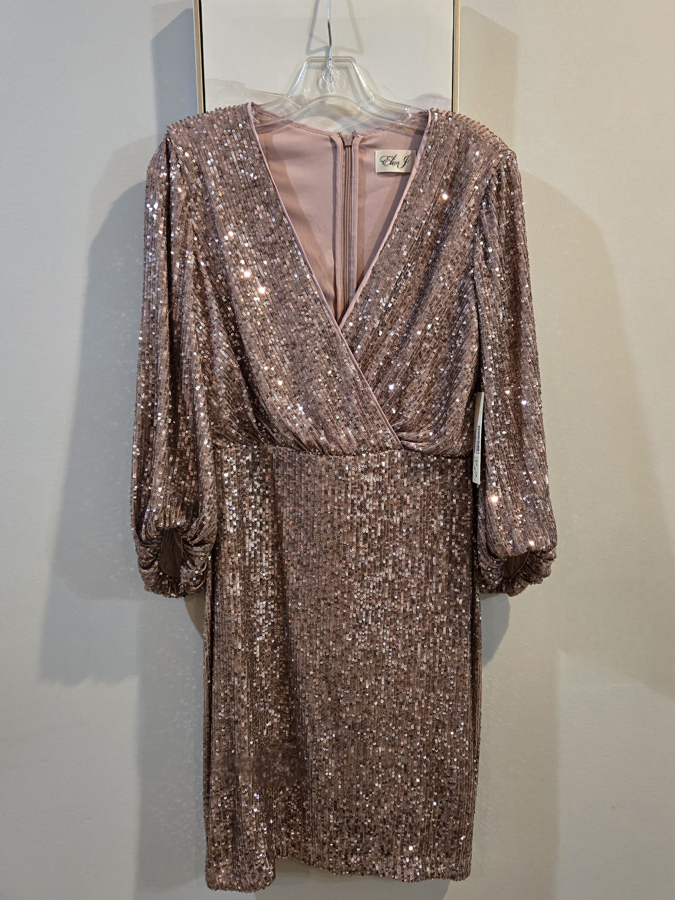 Other Eliza J Cocktail Sequin Mini Dress~ Rose Gold Balloon Sleeve Size M / US 6-8 / IT 42-44 - 6 Thumbnail