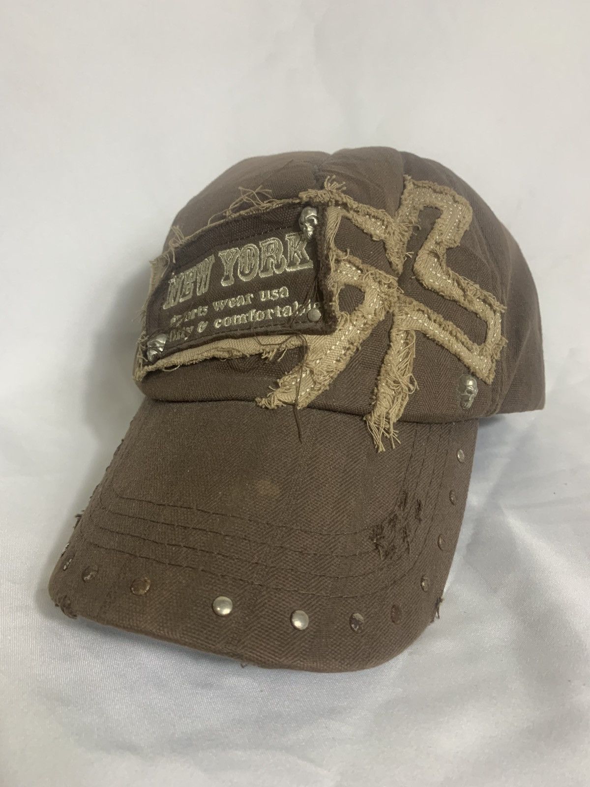 Japanese Brand Skulls NY Distressed Hats Size ONE SIZE - 3 Thumbnail