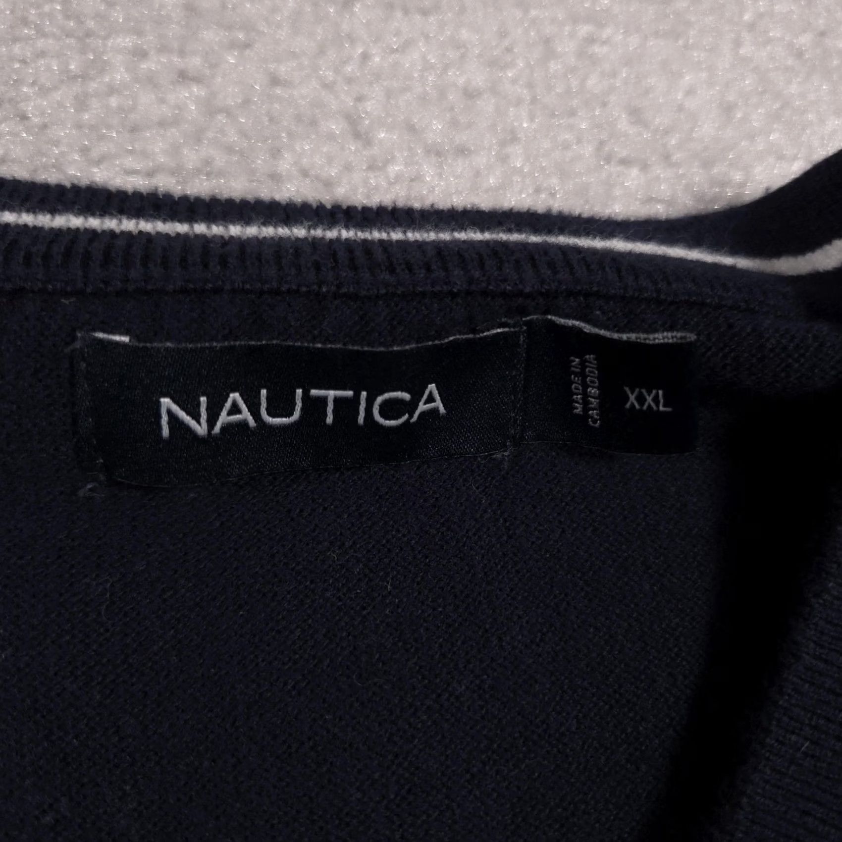 Nautica Nautica Mens Sweater V-Neck Pullover Knit Embroidered Sail Logo Navy Blue 2XL Size US XXL / EU 58 / 5 - 5 Thumbnail