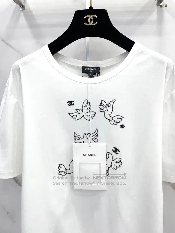 Chanel Chanel White Cotton Embroidered Short Sleeve Top . Size L / US 10 / IT 46 - 8 Thumbnail