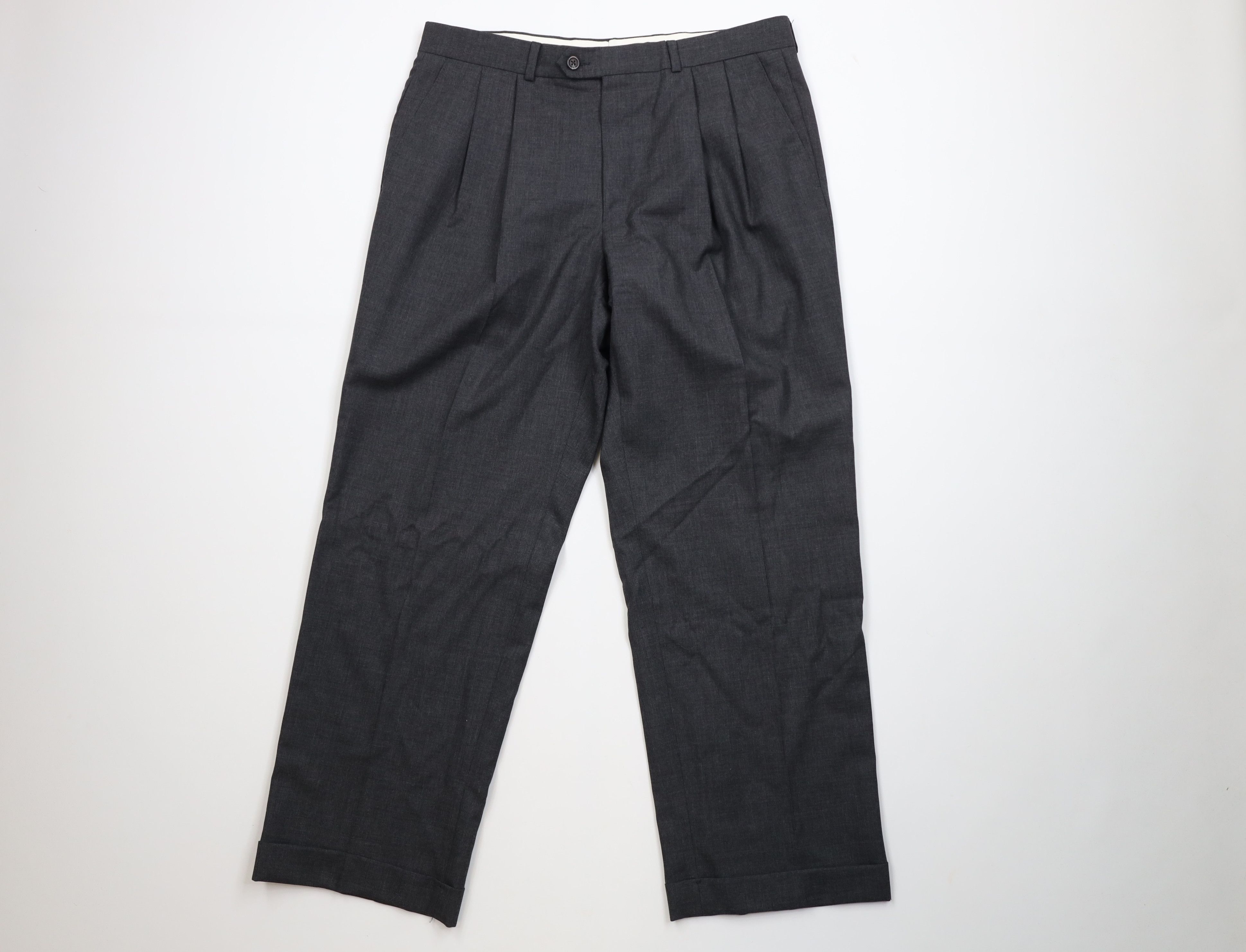 Ralph Lauren Vintage Ralph Lauren Wool Wide Leg Chino Pants Charcoal Gray Size US 34 / EU 50 - 1 Thumbnail
