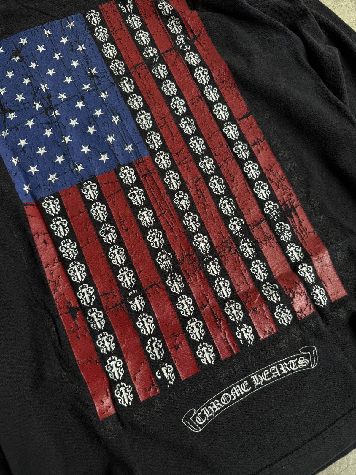 Chrome Hearts Chrome Hearts USA Flag Long Sleeve tshirt/Black Size US M / EU 48-50 / 2 - 9 Thumbnail