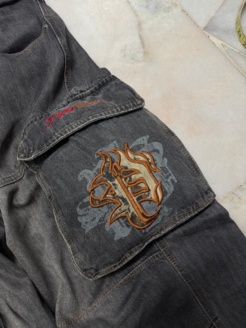 20471120 💥BAGGY💥VINTAGE 90s PIKO INSANE BIG POCKET DISTRESSED DENIM Size US 36 / EU 52 - 6 Thumbnail
