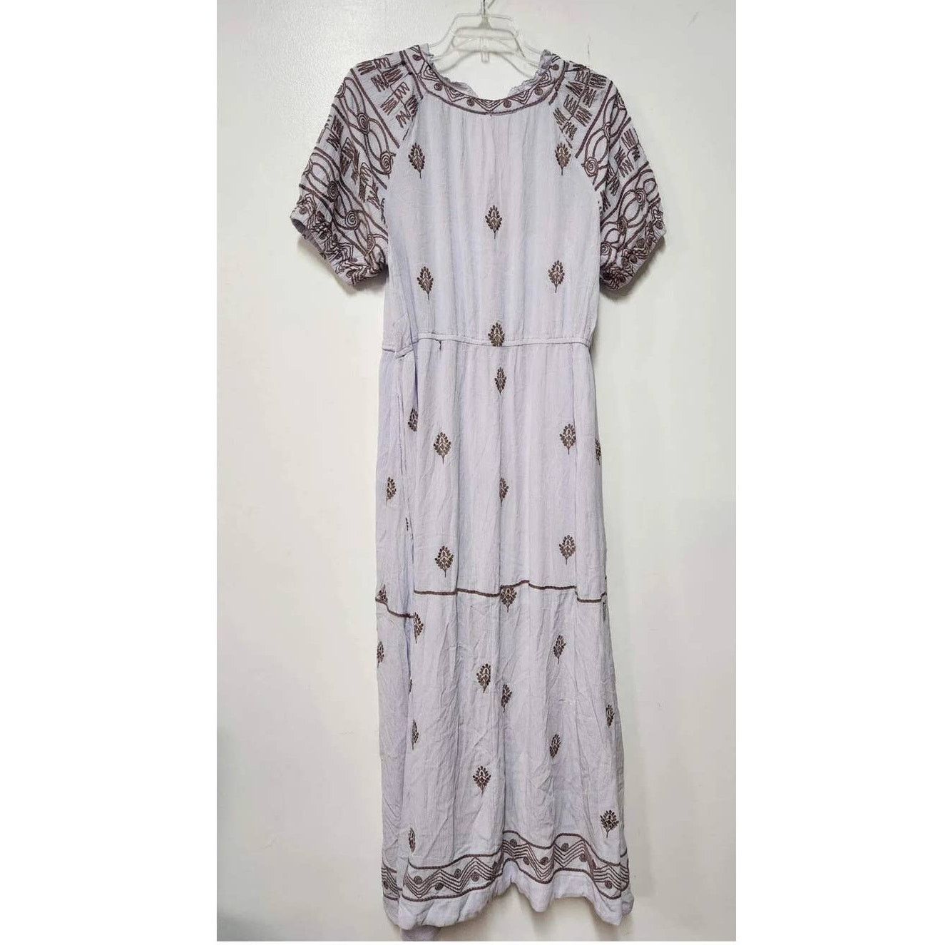 riley embroidered midi dress Aspiga Womens Sustainable Riley Cotton Dress Floral Embroider Summer  Holiday White Blue