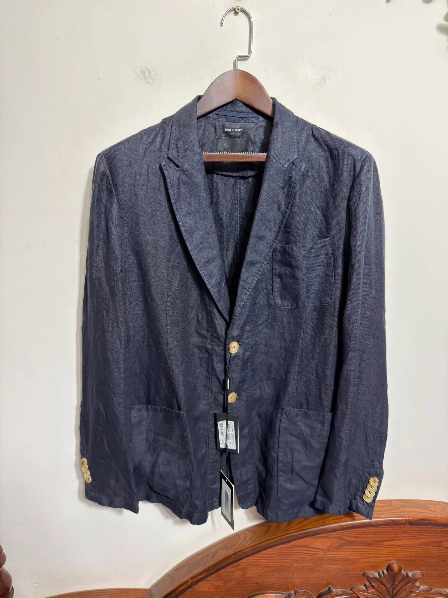 Giorgio Armani Giorgio Armani Indigo Linen Slim Suit NWT IT Size 54R - 1 Thumbnail