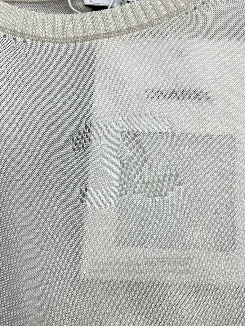 Chanel Chanel White ruffle logo large double C ice silk long slee Size XXS / US 00 / IT 34 - 4 Thumbnail