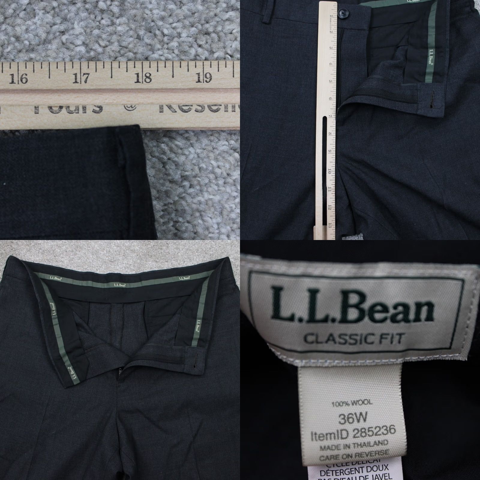 Vintage L.L. Bean Dress Pants Mens 36 Gray 100% Wool Classic Fit Straight Leg 28" inseam Size US 36 / EU 52 - 8 Thumbnail