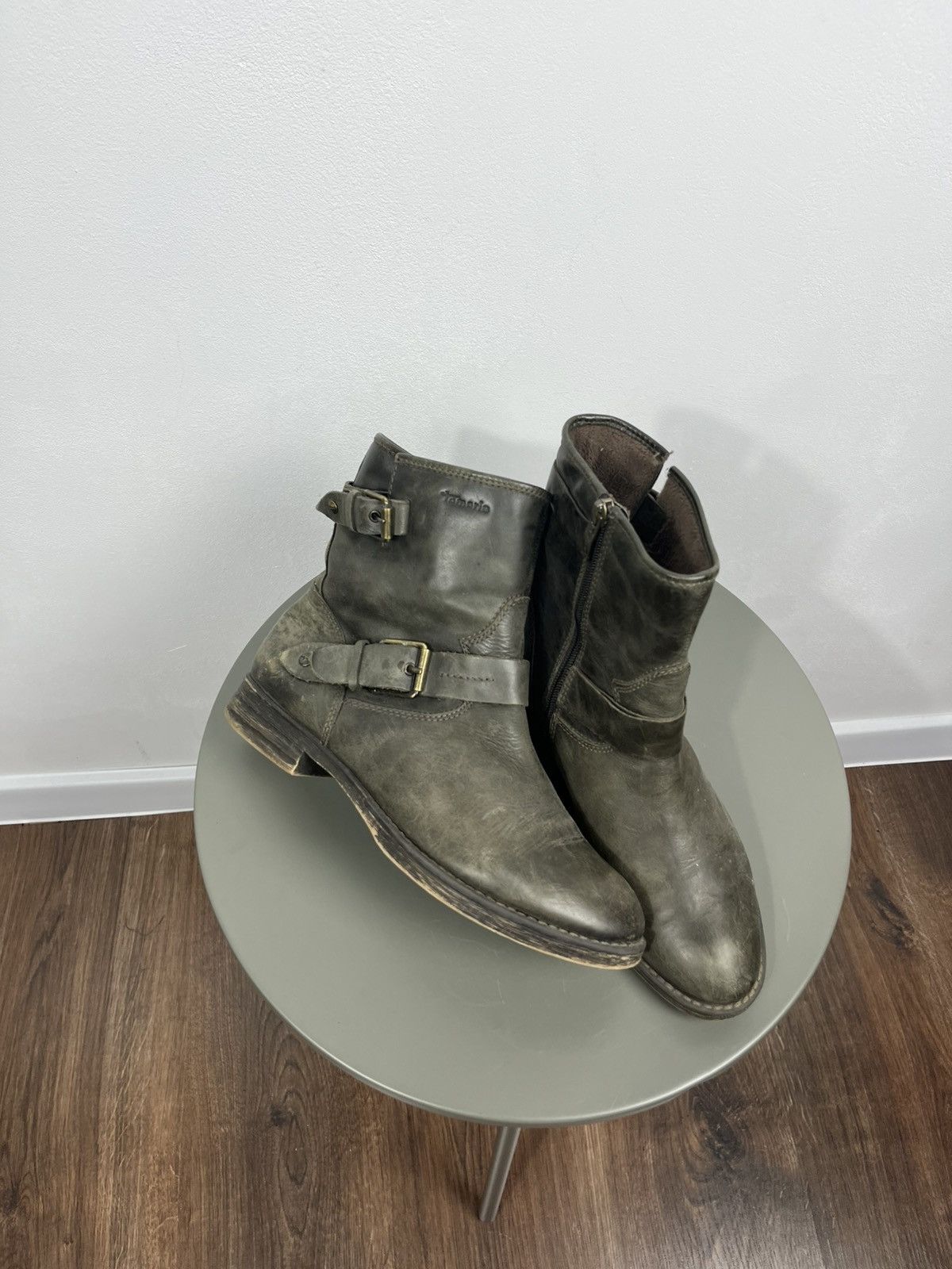 Other Distressed Leather Biker Ankle Boots Buckle Strap Zip EU 39 Size US 7 / IT 37 - 1 Thumbnail