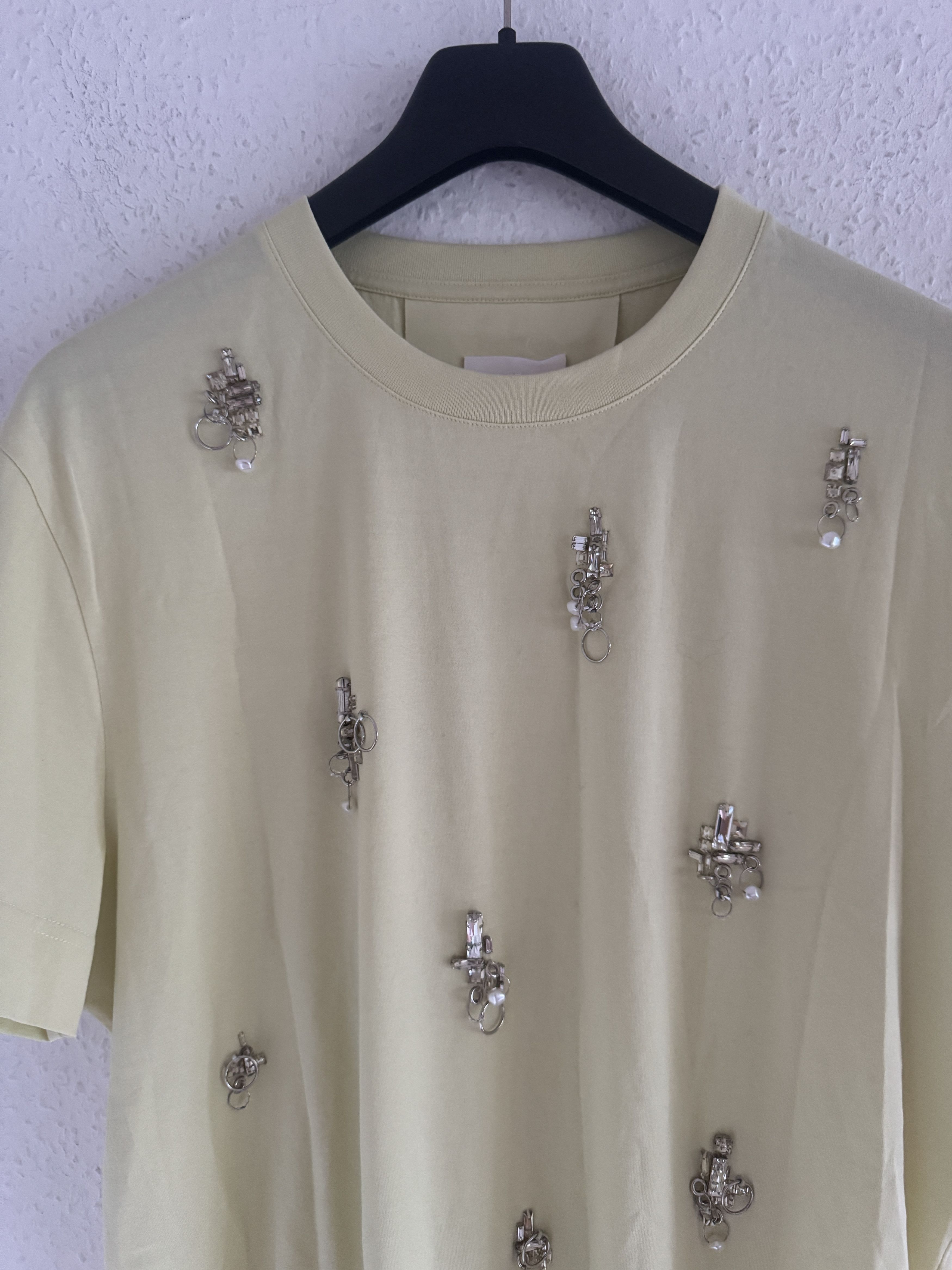 Givenchy Crystal Piercing Embellished Tee Lemonade Yellow Size US M / EU 48-50 / 2 - 4 Thumbnail