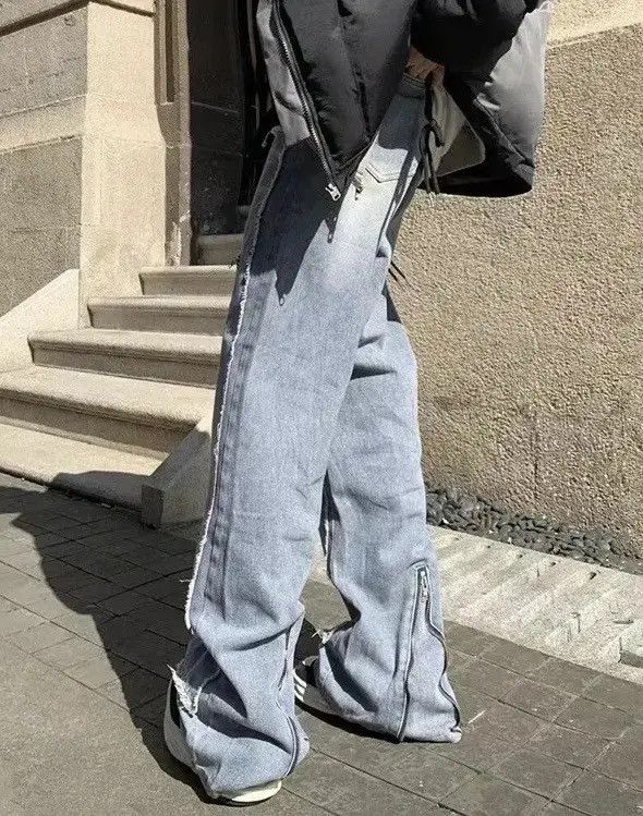 Japanese Brand Y2K Streetwear Zipper Stacked Baggy Jeans Size US 32 / EU 48 - 6 Thumbnail