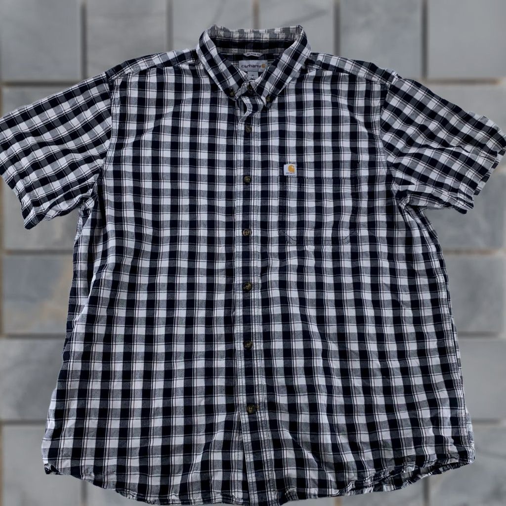 Carhartt Carhartt Shirt Mens XL Black Plaid Button-Up Short Sleeve Relaxed Fit Size US XL / EU 56 / 4 - 1 Thumbnail