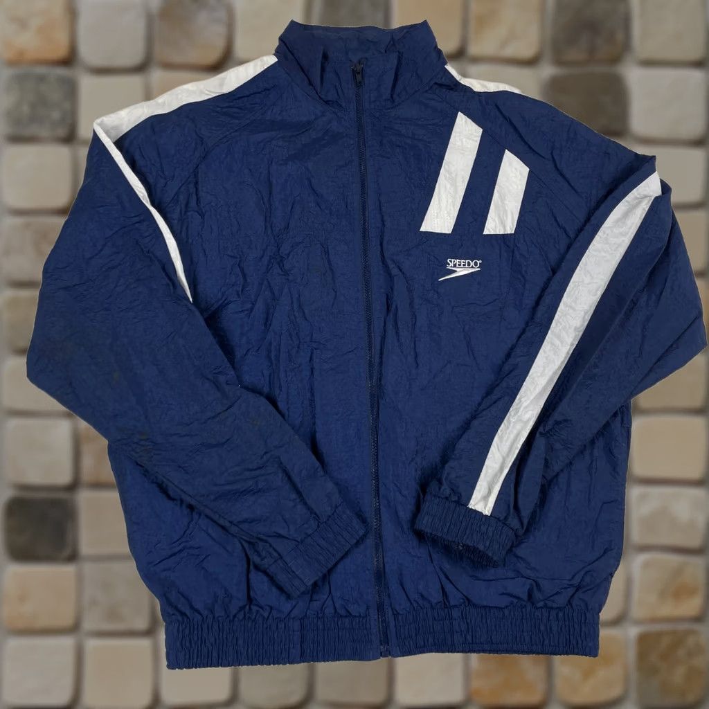 Speedo Speedo 90s Jacket Men Large Blue Softshell Windbreaker Lightweight Size US L / EU 52-54 / 3 - 1 Thumbnail