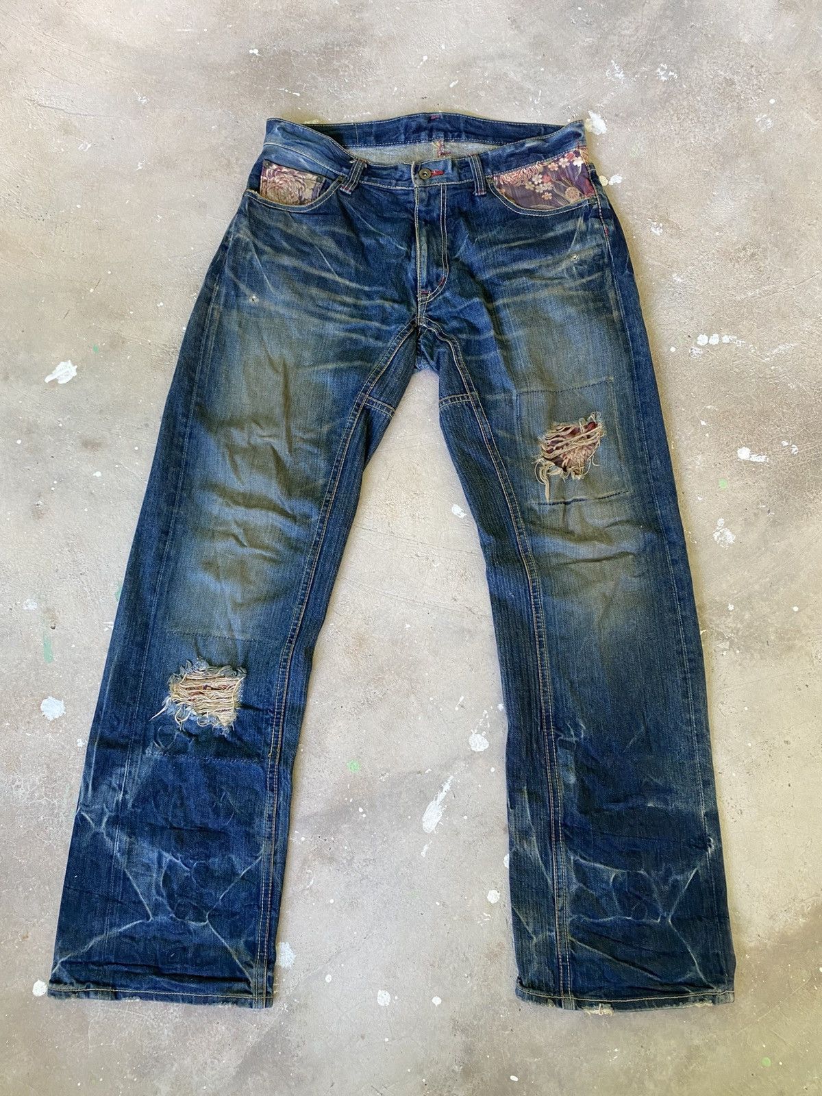 Eternal ETERNAL Japanese Floral Repair Distressed Denim Size US 34 / EU 50 - 1 Thumbnail