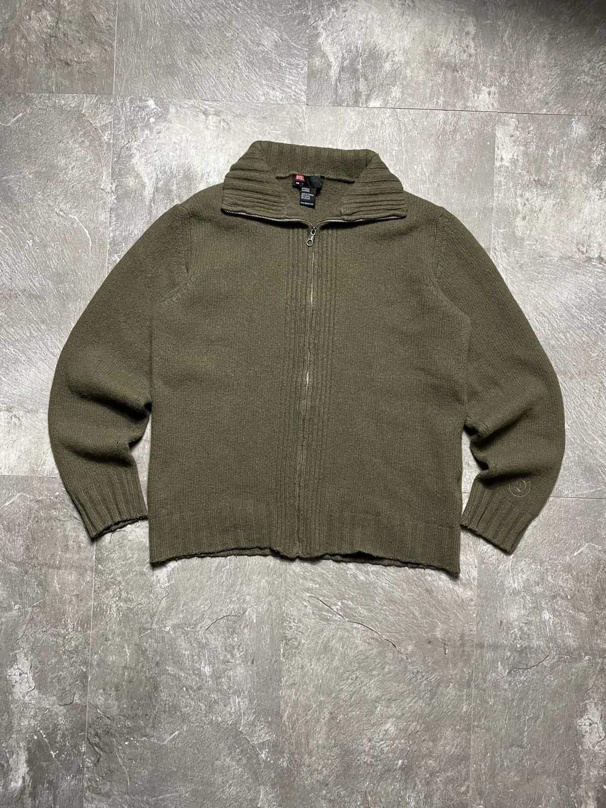 Diesel Vintage Diesel Embroidered Logo Full Zip Wool Knit Sweater Size US S / EU 44-46 / 1 - 1 Thumbnail