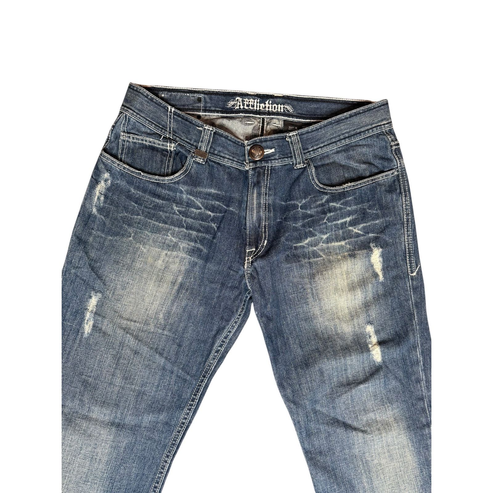 Affliction × Vintage Vintage Y2k Affliction Distressed Grunge Goth Jeans 36x34 Size US 36 / EU 52 - 3 Thumbnail