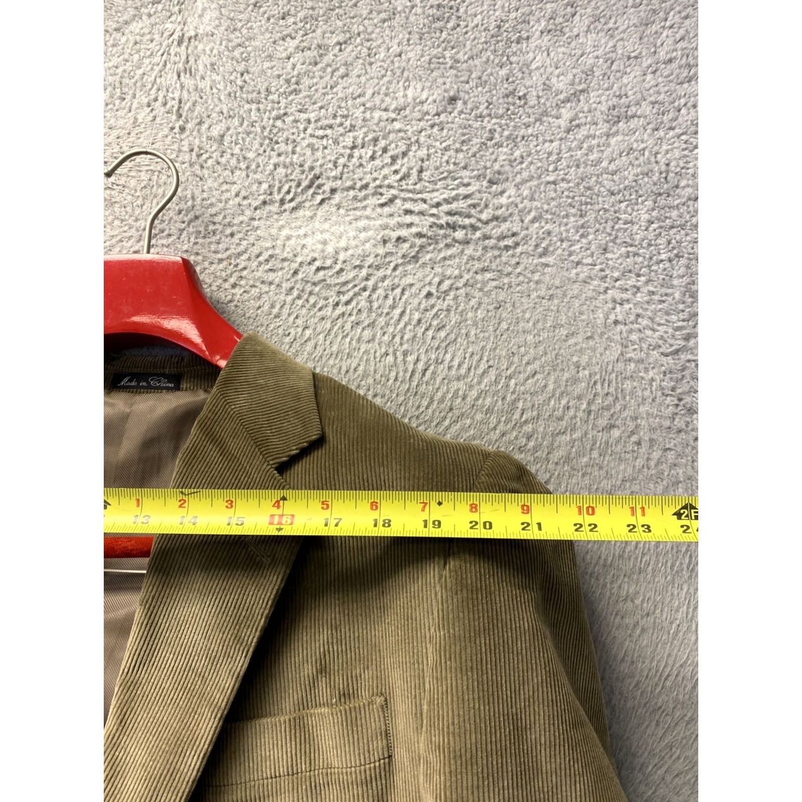 Vintage Alan Flusser Blazer Jacket Men 42L Corduroy Military Green Notch Lapel 2-Button Single-Breasted Regular Fit Vintage? No Size 42R - 6 Thumbnail