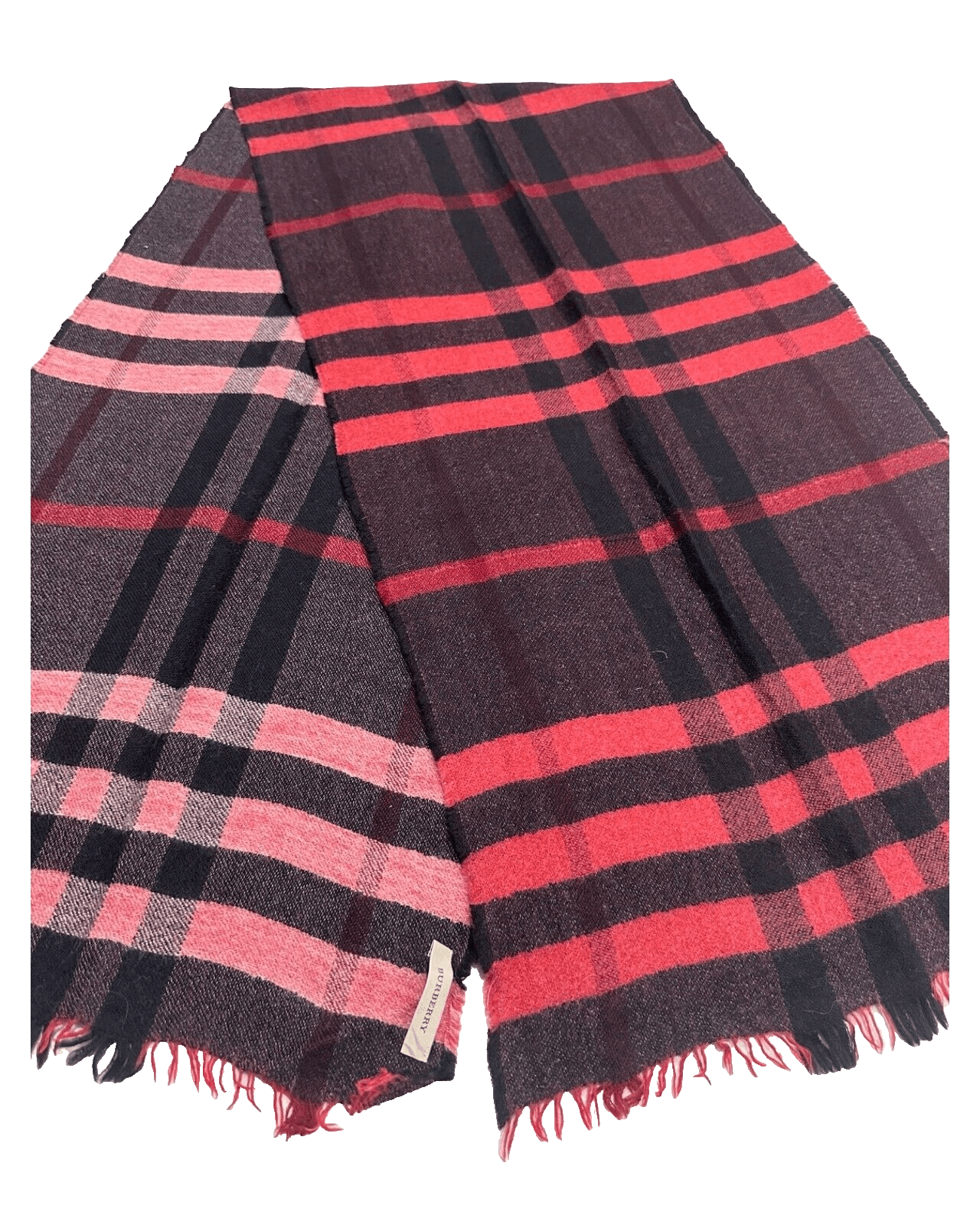 Burberry Burberry Nova Check Unisex Scarf Red/Black 100% Cashmere Size ONE SIZE - 2 Thumbnail