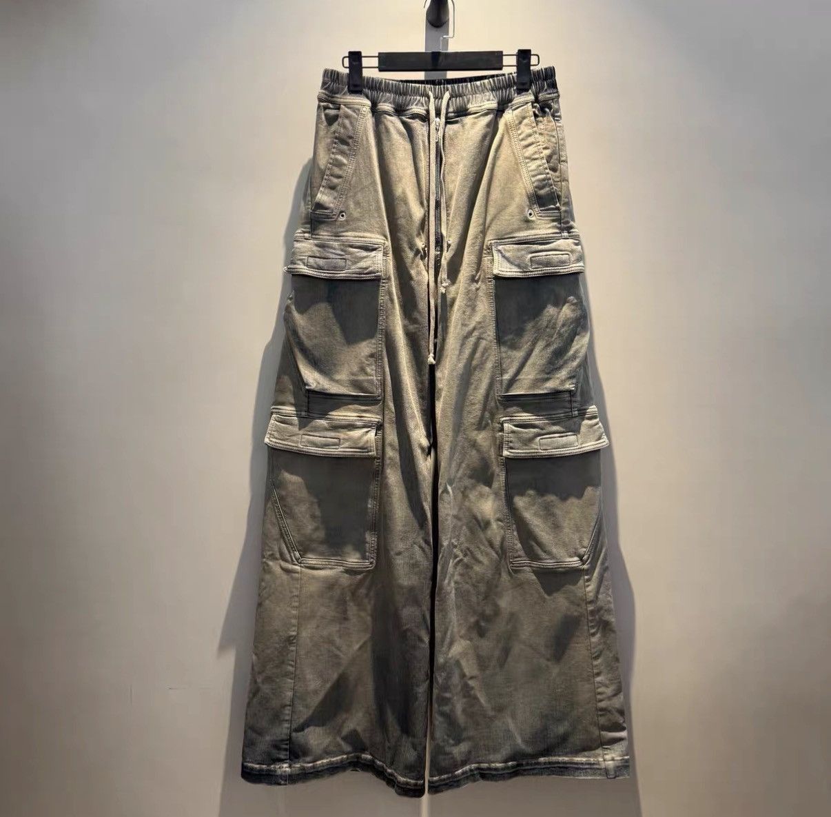 Rick Owens Rick Owens DRKSHDW Washed Denim Blue Cargo Pants Size US 34 / EU 50 - 1 Thumbnail