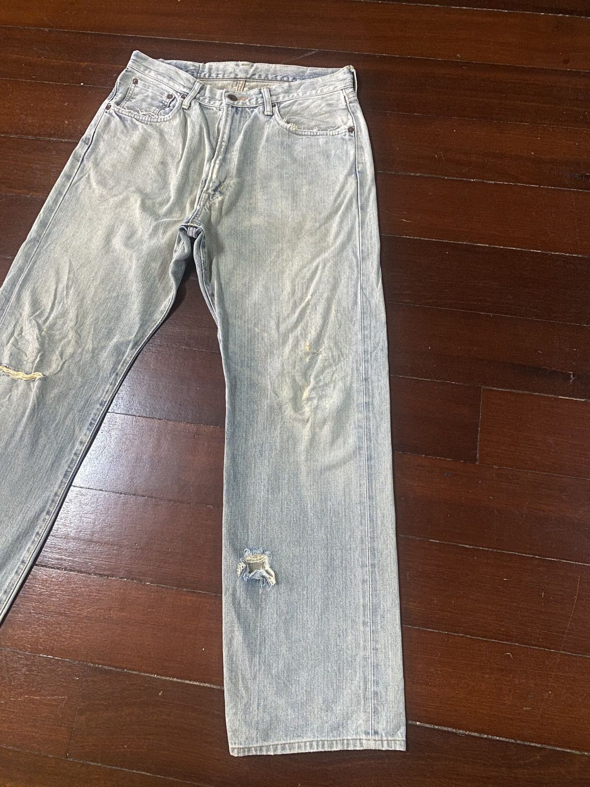 Edwin VINTAGE EDWIN 505 SELVEDGE DISTRESSED DENIM JEANS mud wash Size US 33 - 3 Thumbnail
