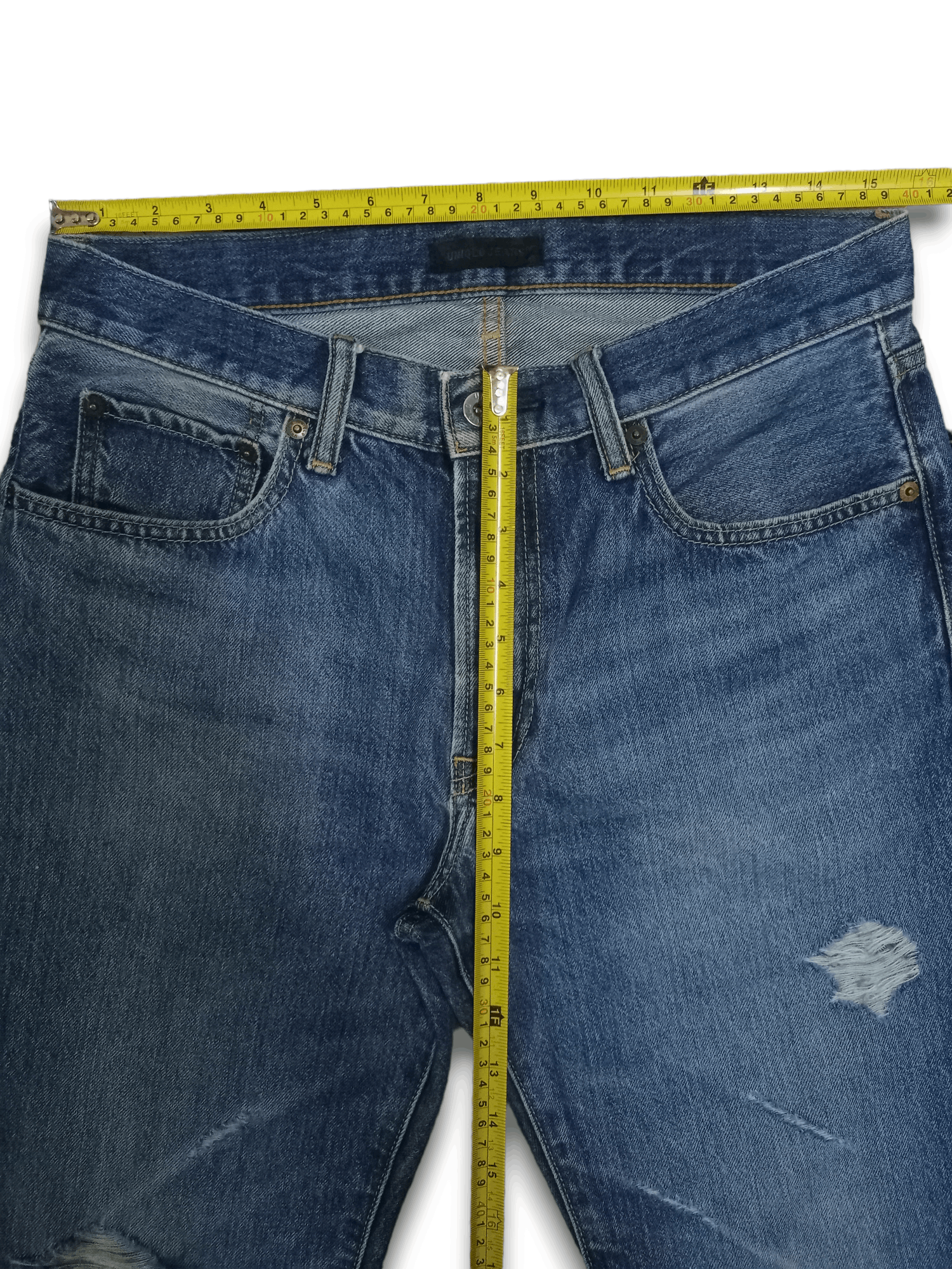 Japanese Brand Vintage Japanese Uniqlo Blue Wash Distressed Loose Jeans Size US 31 - 8 Thumbnail