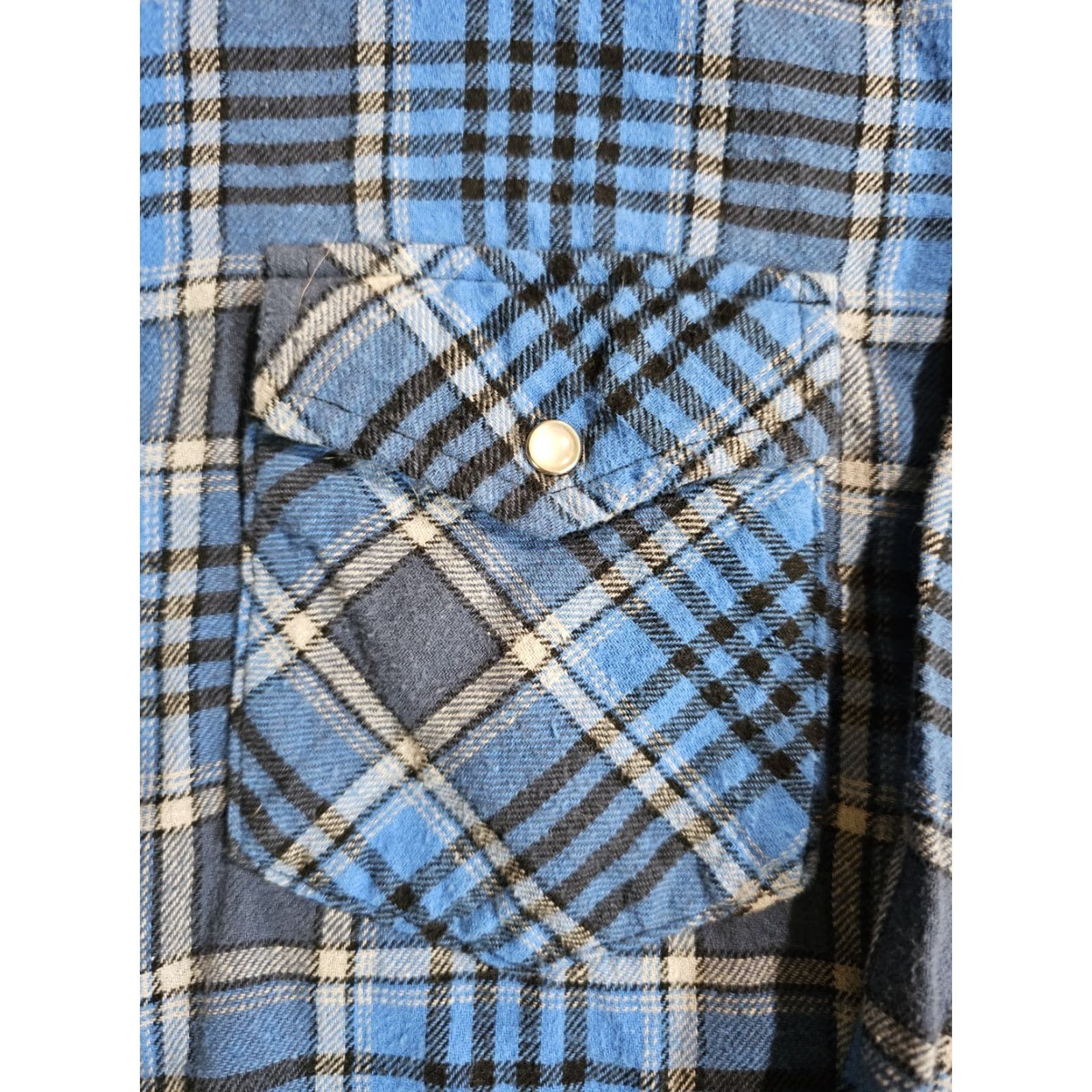 Wrangler VINTAGE Wrangler Wrancher Mens 100% Cotton Plaid Pearl Snap Western Shirt XL Blue Mens Size US XL / EU 56 / 4 - 5 Thumbnail