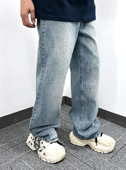 Japanese Brand × Jean Retro distressed straight loose trendy washed simple jeans Size US 32 / EU 48 - 2 Thumbnail