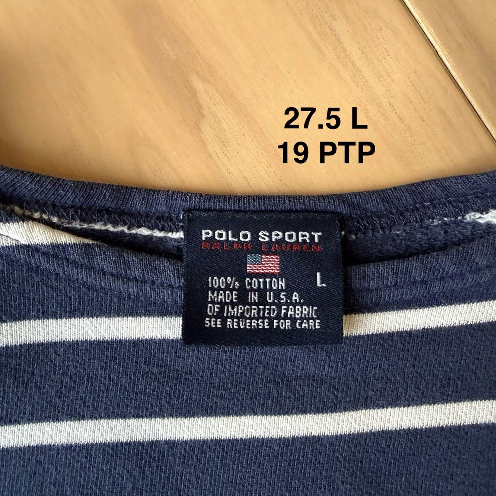 Vintage VINTAGE Polo Sport Shirt Women's Large Navy Striped Long Sleeve Made in USA Size L / US 10 / IT 46 - 6 Thumbnail