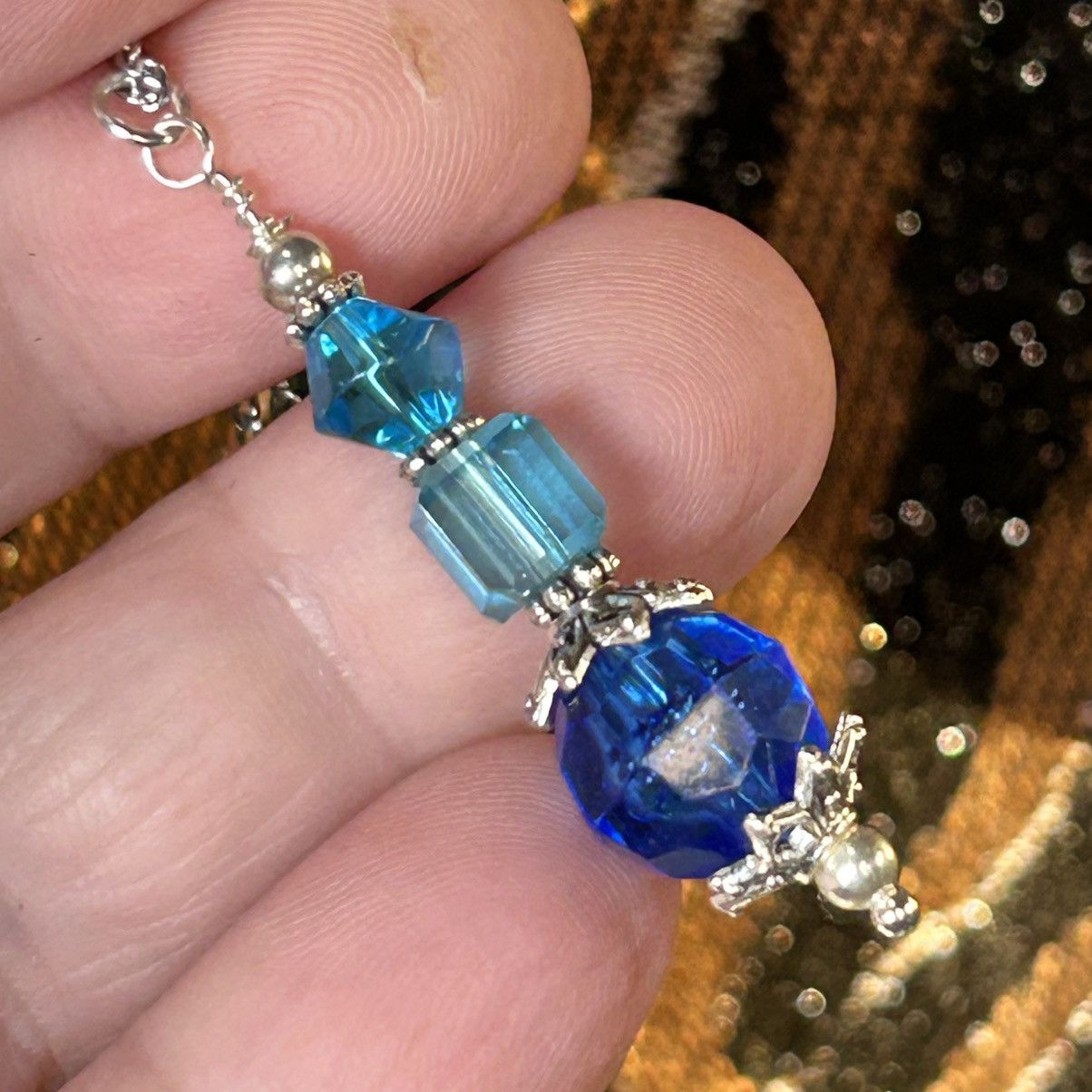 Handmade Handcrafted faceted glass acrylic pendant on chain necklace Size ONE SIZE - 5 Thumbnail