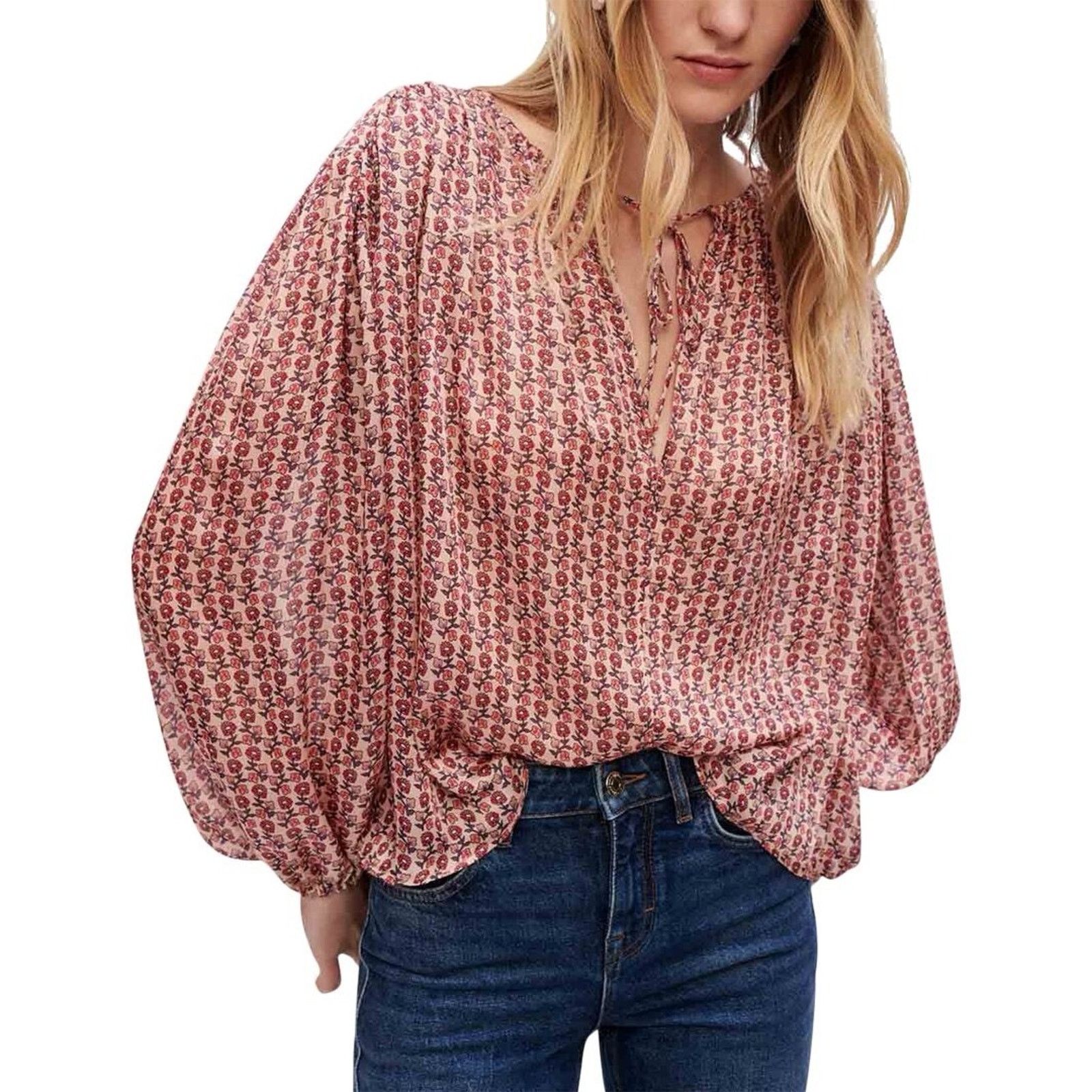 Maje MAJE SATIN FLORAL PRINT BOHO BLOUSE TUNIC TOP PUFF 1 (small) Size S / US 4 / IT 40 - 1 Thumbnail