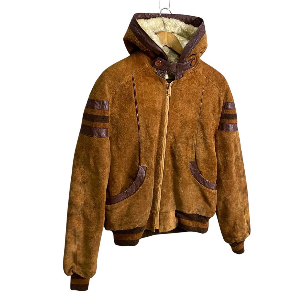 Genuine Leather Vintage 80s Suede leather sherpa hoodie jacket Size US M / EU 48-50 / 2 - 2 Thumbnail