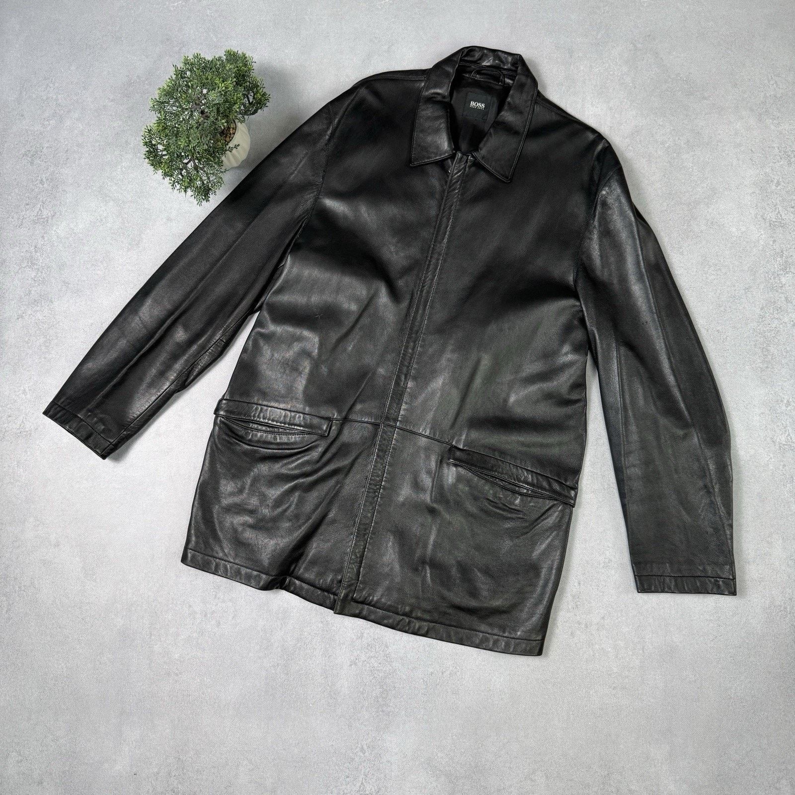 Hugo Boss Vintage Hugo Boss Leather Jacket Men Size 56 Black Size US XL / EU 56 / 4 - 1 Thumbnail