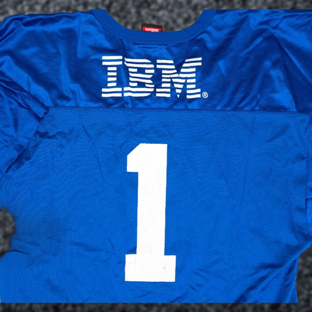 Wilson VINTAGE Wilson IBM Computer Football Jersey Men 2XL Blue Promo Made USA T-Shirt Football USA 90s Men Size US XXL / EU 58 / 5 - 1 Thumbnail