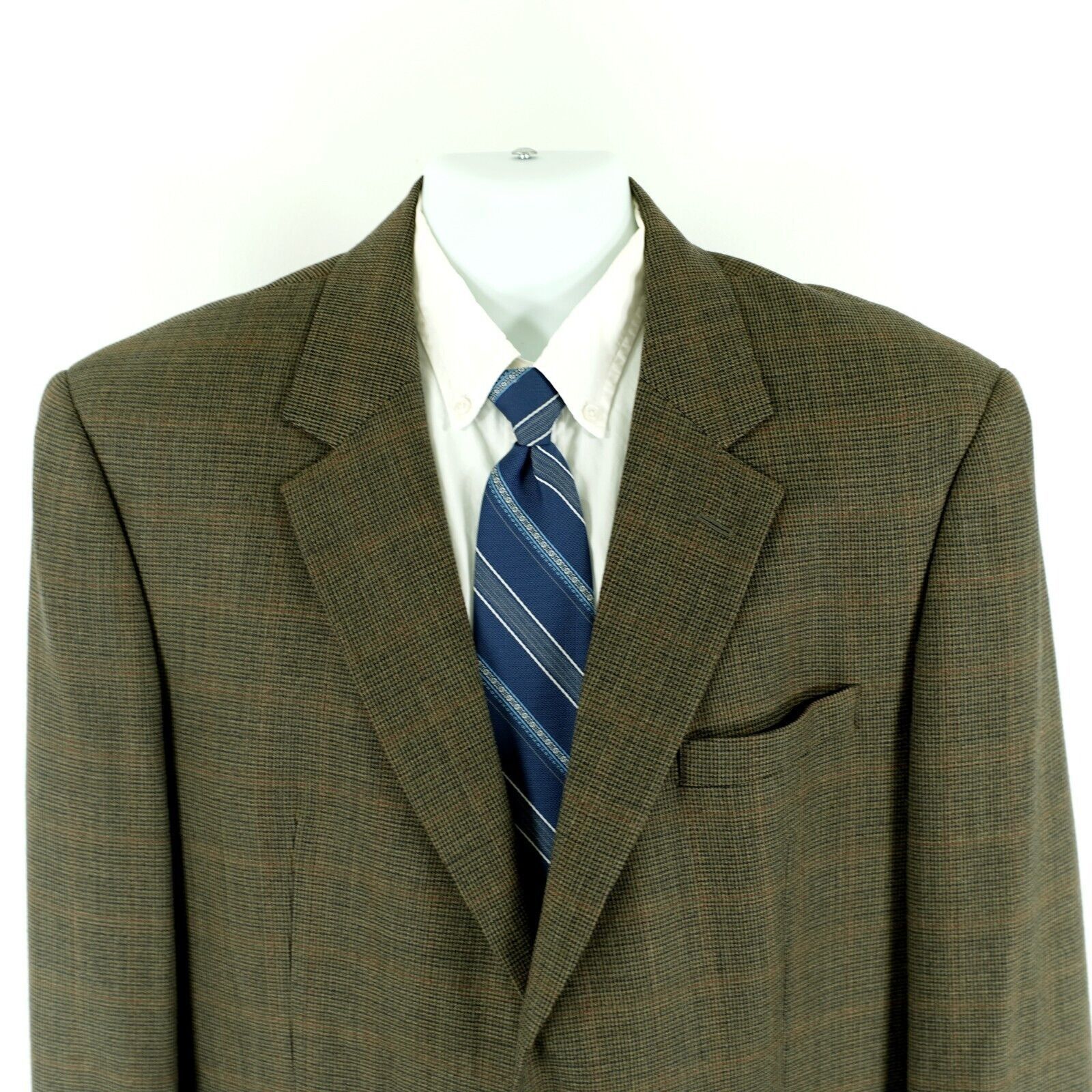 Jos. A. Bank Jos A Bank Thick Wool Green Blue Brown Check Windowpane 2 Bu Size 44R - 1 Thumbnail