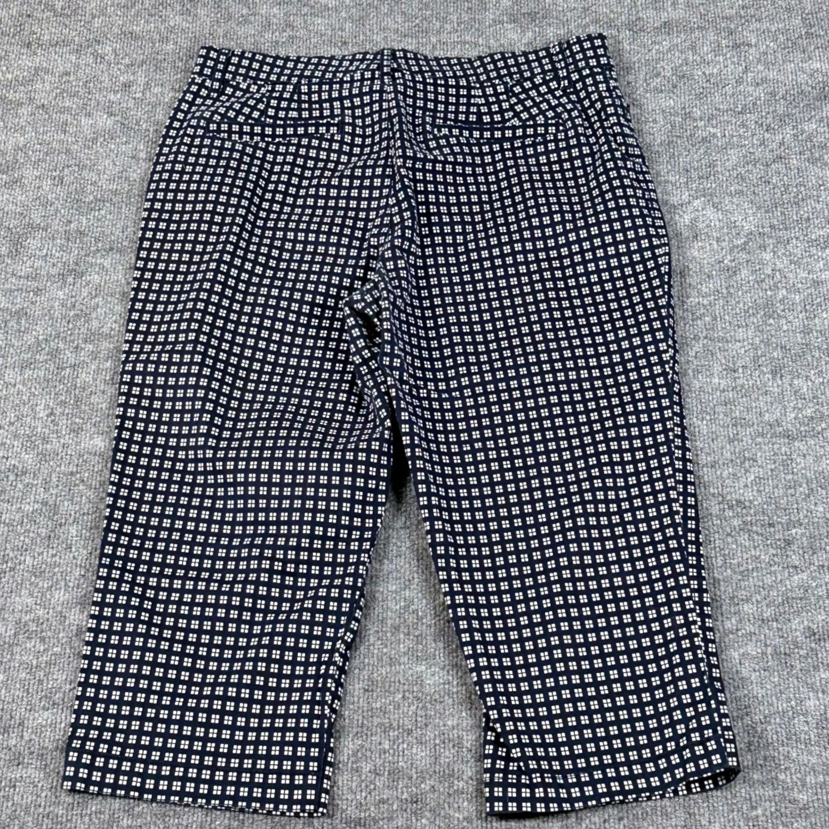 Gloria Vanderbilt Gloria Vanderbilt Womens Anita Capri Pants Size 6 Navy Blue White Geometric Print Office Size 28" / US 6 / IT 42 - 2 Thumbnail