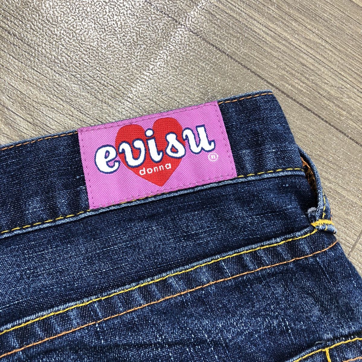 Evisu × Japanese Brand × Vintage 2000s Evisu Donna Pink Logo Faded Blue Jeans Pants Size 29" - 6 Thumbnail